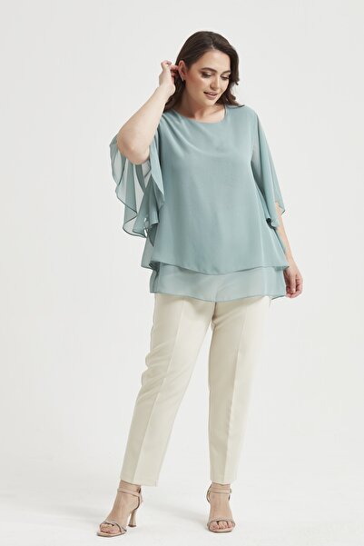 Moda Alba ΜΠΛΟΥΖΑ ΣΙΦΩΝ ΜΕΓΑΛΟΥ ΜΕΓΕΘΟΥΣ ΜΕ ΜΑΝΙΚΙΑ ΜΕ ΜΕΝΤΑ ΑΡΙΘΜΟΥΣ ΜΕΝΤΑΣ