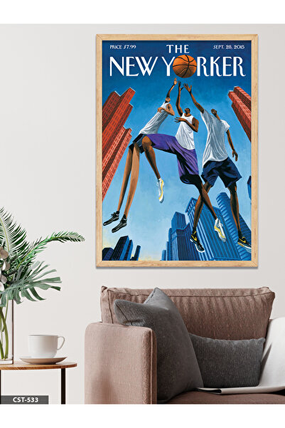CeSht Poster iz časopisa The New Yorker, košarka, jednodijelna slika u drveno...
