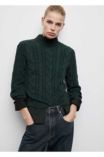 MANGO Woman Perkins yaka örgü desenli kazak