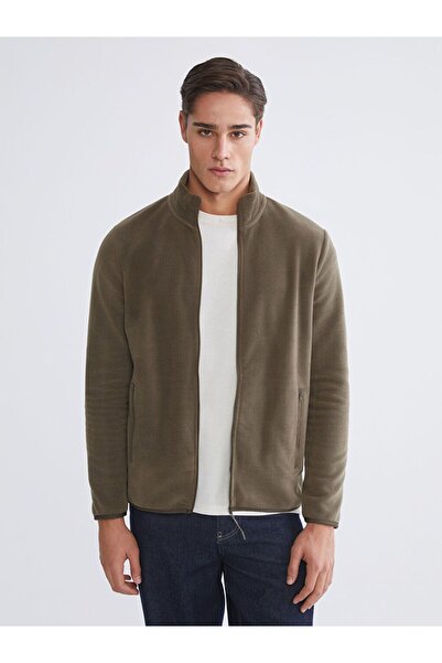 LC Waikiki High Collar Long Sleeve Fleece Men's Zippered Sweatshirt