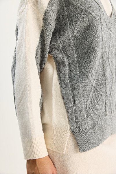 Bianco Lucci Women's Color Block Oversized Knitwear Sweater Tk251078 60283721