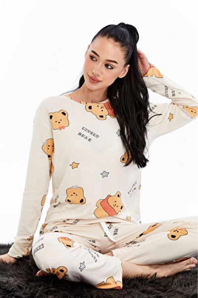 Hepyek pamuklu uzun kollu pijama takımı