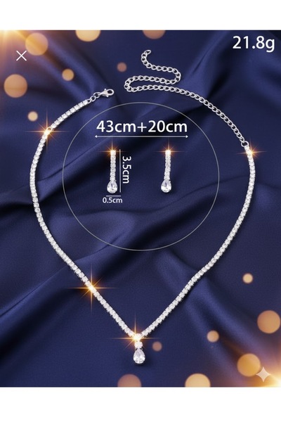 shopidik Sparkling Drop Stone Detailed Evening Dress Jewelry Set: Perfect Fit for Graduation Proms and Weddings