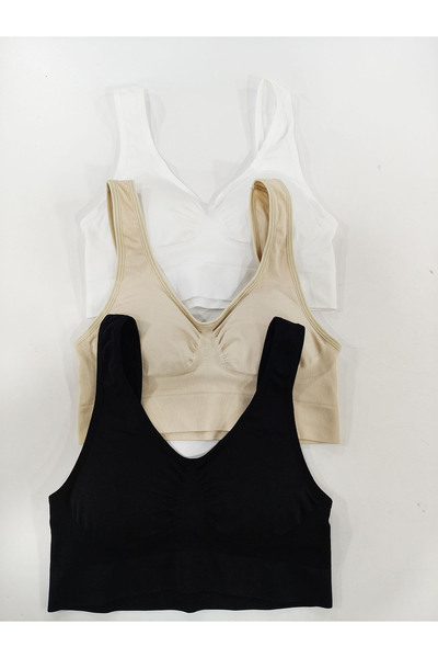 baim Stitch-Free 3-Pack Soft Textured Backless Shaping / Sculpting Casual and Sports Thick Strap Covered Bustier