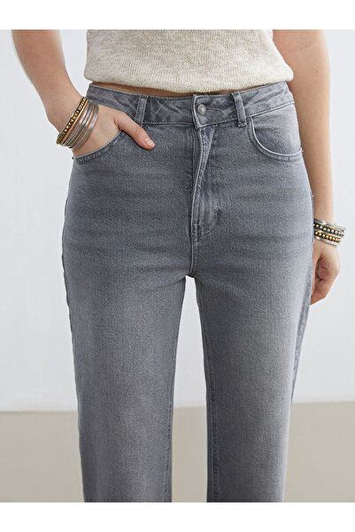 LC Waikiki Gray Straight Fit Women's Jean Trousers