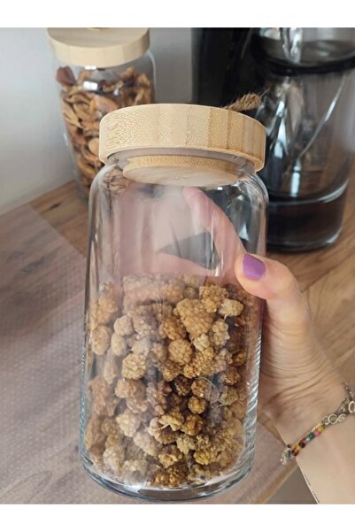 Paşabahçe Bakliyat kuru gıda kavanoz çay şeker çerez saklama kavonozu bambu kapak 1130cc 1adet