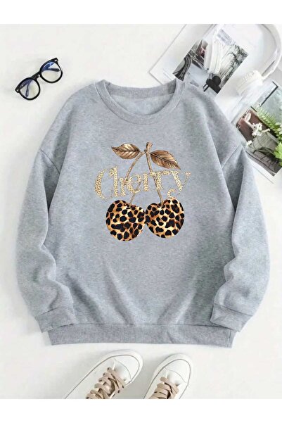 tkn your style LEOPARD CHERRY Modni dizajn printa Trend Oversize kroj Dukserica