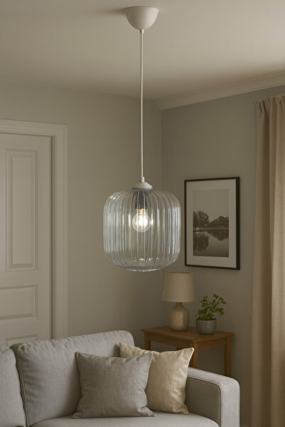 Uçar Kent Modern Tasarım Antre Hol Mutfak Çocuk Odası Salon Camlı Tekli Avize