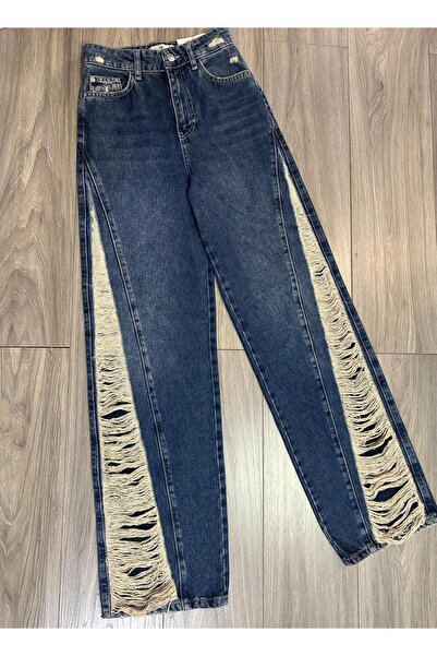 Demhana Boutique Blugi Wide Leg cu detalii si talie inalta