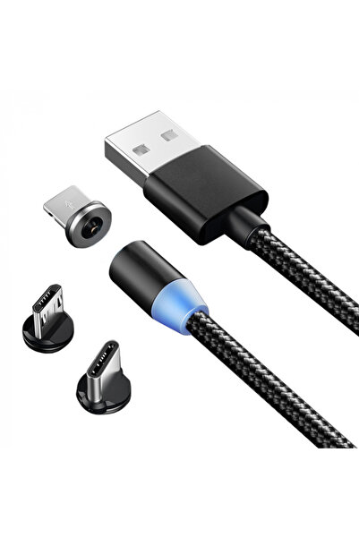 verk group Magnetic 3-in-1 Charging Cable 1m (Micro, Type-C, Lightning)Black, Gold, Silver