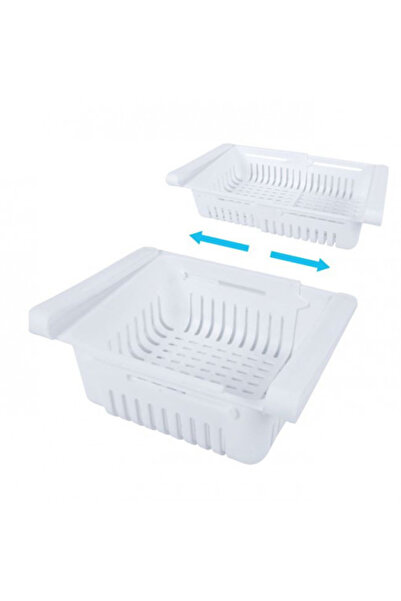 OEM Extendable storage basket for refrigerator, 19.5 x 16 x 8 cm, White