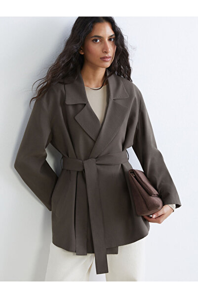 LC Waikiki Oversized Women's Blazer Jacket with Belt