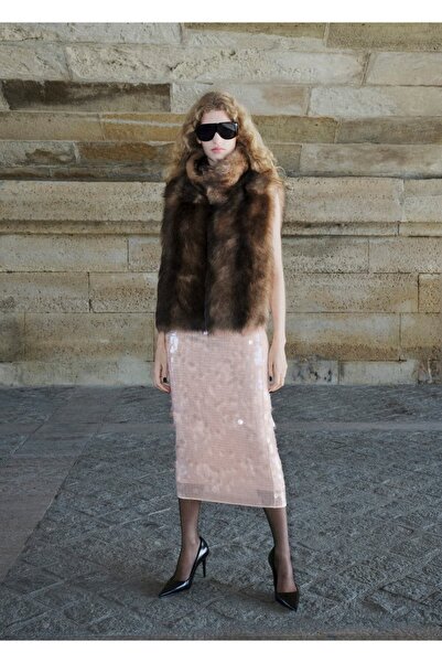 MANGO Woman Pullu midi etek