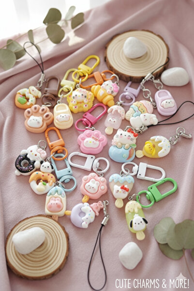 UĞURDAN Kawaii Sevimli Çanta Aksesuarı ve Anahtarlık Karışık Figürler (Tekli) Çanta Charm