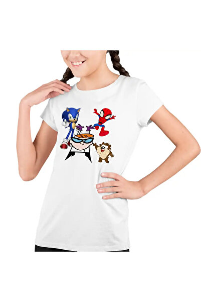OEM Tricou Copii Fete laboratorul lui Dexter Sonic Paienjenel Taz Diavol Tasm...