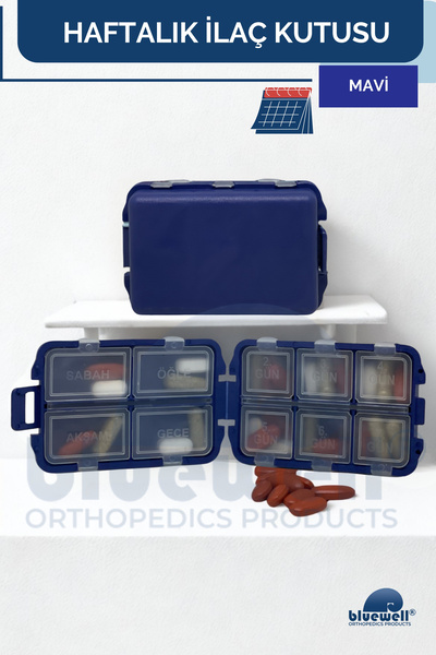 BLUEWELL ORTHOPEDICS PRODUCTS Taşınabilir İlaç Saklama Kutusu 10 Bölmeli Haft...