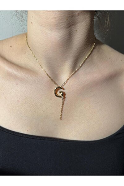 Sirena Accessories Zirkon Taş Detaylı Sallanan Zincirli Gold Kaplama Paslanma...