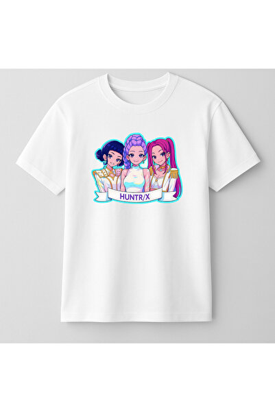 mixxi fashion Kpop Demon Hunters Huntrix Kısa Kollu Baskılı Kız Çocuk Tişört ...