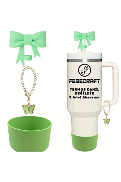 FESECRAFT Quencher 30 - 40 oz 3-Piece Accessory Bow Tie Stopper Butterfly Cha...