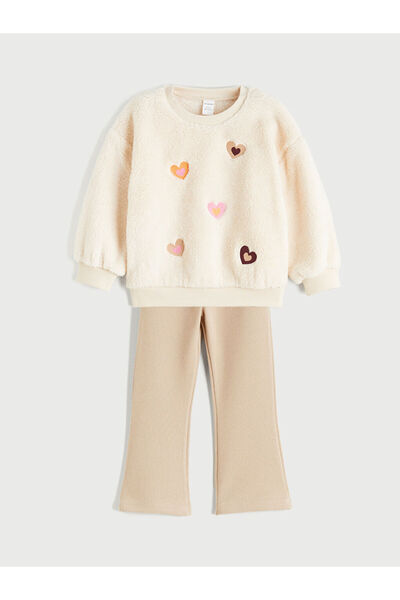 LC Waikiki Bisiklet Yaka Kız Çocuk Sweatshirt ve Tayt Pantolon