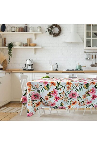 Kotonia Home Față de masă exotică 3D - 100% bumbac, crepe impermeabil, 180x220 cm, decor floral