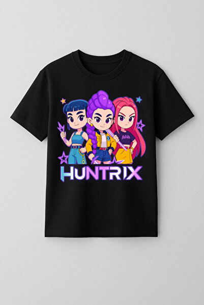 mixxi fashion Kpop Demon Hunters Huntrix Kısa Kollu Baskılı Kız Çocuk Tişört ...
