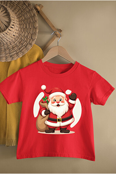 MAGORS Santa Claus Printed 100% Cotton Soft Texture Circular Neck Children's Christmas T-Shirt