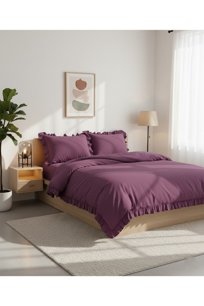 LILYUM %100 Pamuklu Fırfırlı Tek Kişilik Nevresim Takımı – Yumuşacık Dokusu v...