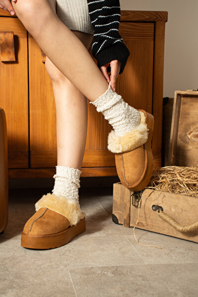 BERFONA AYA TABA KALIN TABAN İÇİ TÜYLÜ KIŞLIK MİNİ TERLİK BOT EV TERLİĞİ