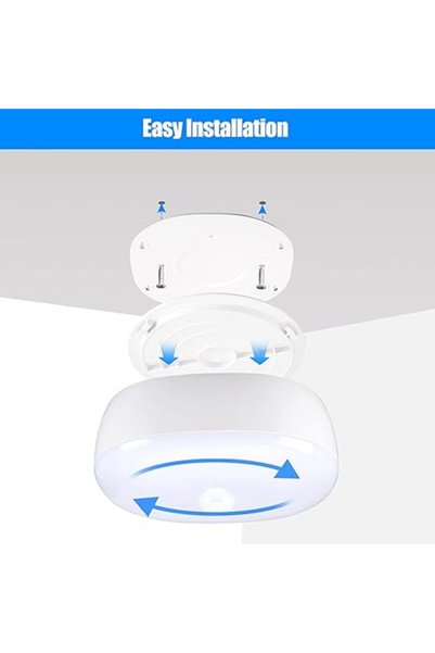 Youtob Plafoniera LED cu senzor de mișcare, rezistentă la apă, alimentată cu 3X baterii, 5W, RGB, 4000K