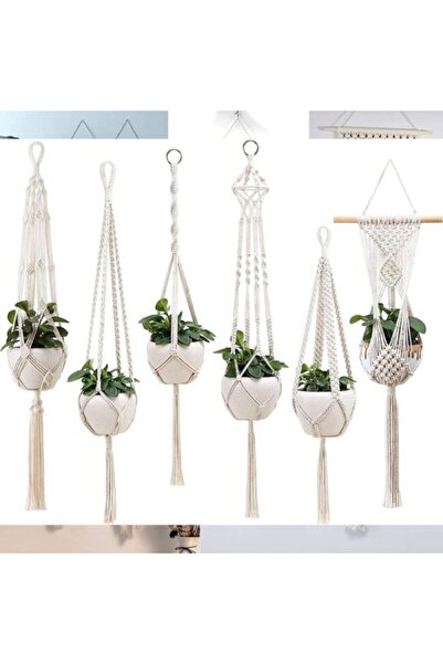 LLGLEU Macrame Craft Set with Rings and Beads, approx. 80 pieces, cotton/wood/feathers, beige/natura