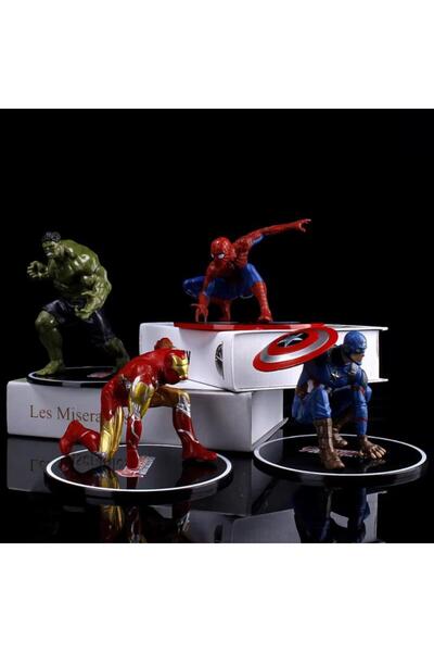 e-life shop Marvel Avengers Ironman Spider-Man Hulk Captain America Special 4-Piece Toy Figure Character with Stand