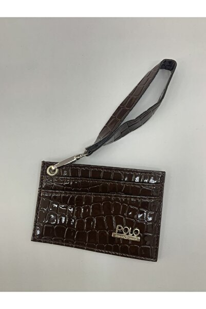 PurpleART Women's Card Holder Shiny Crocodile Patterned Faux Leather Wrist Strap Card Holder 8X12Cm