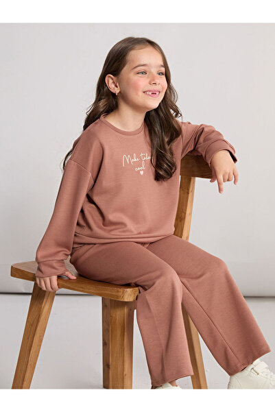 LC Waikiki Bisiklet Yaka Kız Çocuk Sweatshirt ve Eşofman Altı