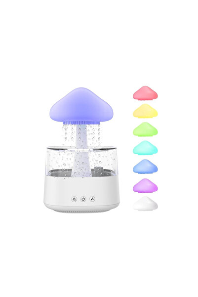 layfhex Yağmur Hava Nemlendirici LED Gece Lambası Bulut Yağmur Su Sesli Aroma...