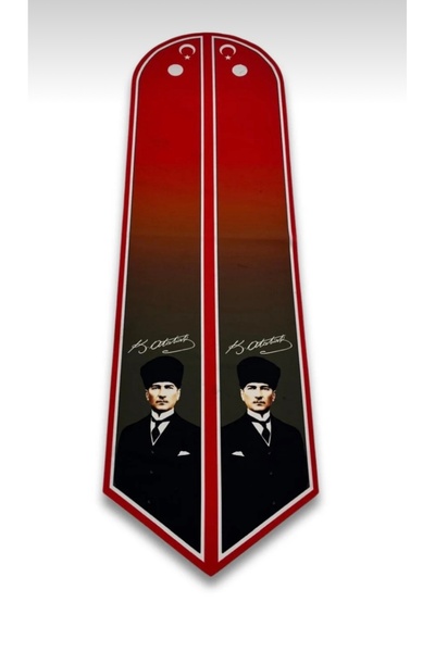 Mavi Masal Atatürk Fotoğraflı İmzalı ve Türk Bayraklı Eşarp / Kravat / Fular