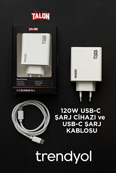 teknotrust TLN-120W Hızlı Turbo Şarj Smart Chip Güvenli Şarj Adaptör Şarj Kablosu 2in1 Set Usb-Typce Orjinal