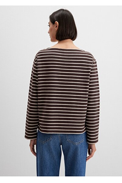 Mavi swea cu dungi maro, cu dungi, cu potrivire normală tricou