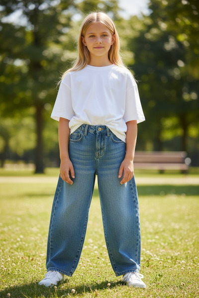 ASL GOLF CLUB Pantaloni de blugi largi pentru fete, cu picioare largi