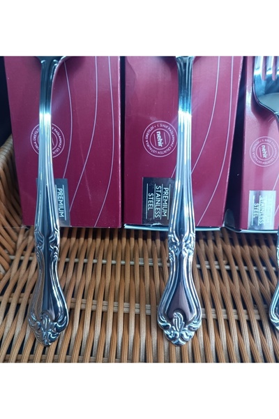 MORMAVİ Nhr Lale Zar Stainless Steel 12 Person 60 Piece Spoon and Fork Set (No Knife)