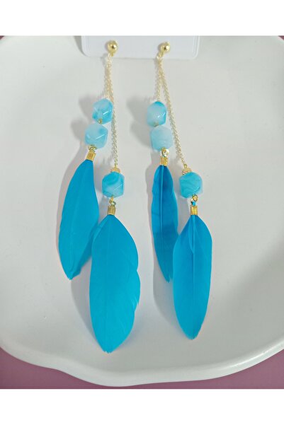 mos&more Blue Feather Lightweight Stylish Earrings