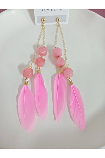 mos&more Pink Feather Lightweight Stylish Earrings