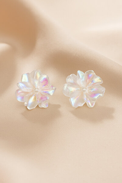 ELMATOLYE Women's Elegant Floral Evening Dress Stylish Earrings Handmade Flower Form Sparkling Modern Women