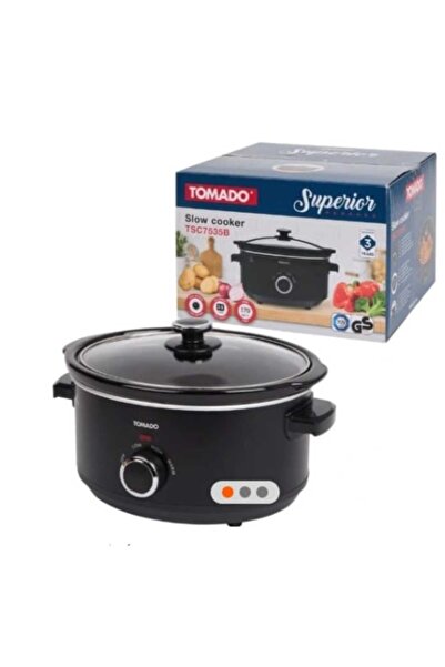 TOMADO Slow Cooker 3.5L 170W Ceramic Black - 3 Temperature Levels, Removable Pot