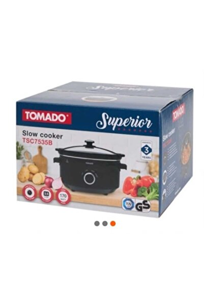 TOMADO Slow Cooker 3.5L 170W Ceramic Black - 3 Temperature Levels, Removable Pot