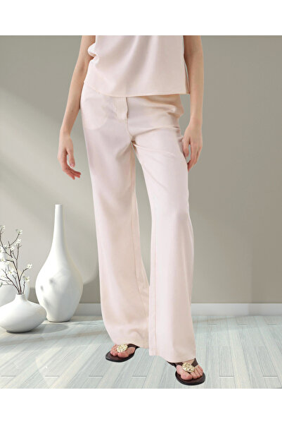 MinervaXint Women's Oversized Lyocell Fabric Button and Zipper Closure Wide Leg Trousers