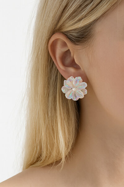 ELMATOLYE Women's Elegant Floral Evening Dress Stylish Earrings Handmade Flower Form Sparkling Modern Women