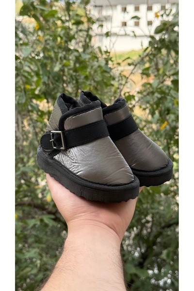ÖZDE shoes Kışlık içi kürklü suya dayanıklı paraşüt kumaş ultra rahat cırtlı tokalı çocuk botu
