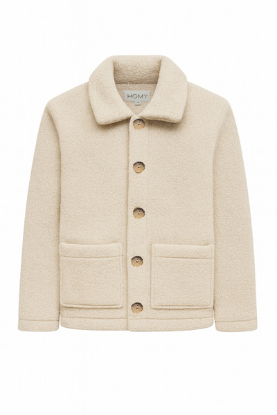 homytextiles Sherpa Ekstra Yumuşak Teddy Gömlek Yaka Düğmeli Kadın Ceket