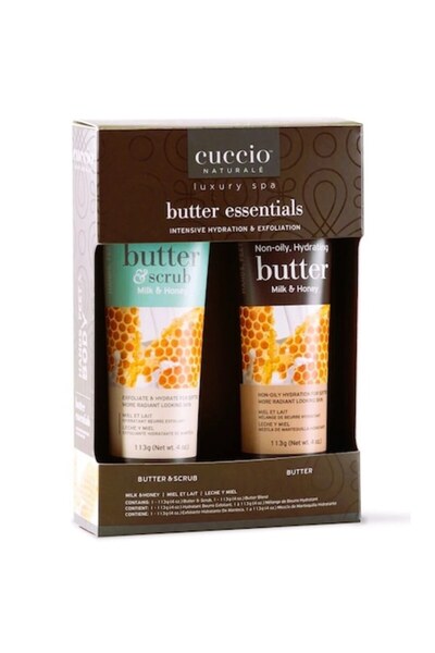 CUCCIO Kit esențial unt, lapte și miere - unt de corp exfoliant 113 g și unt ...